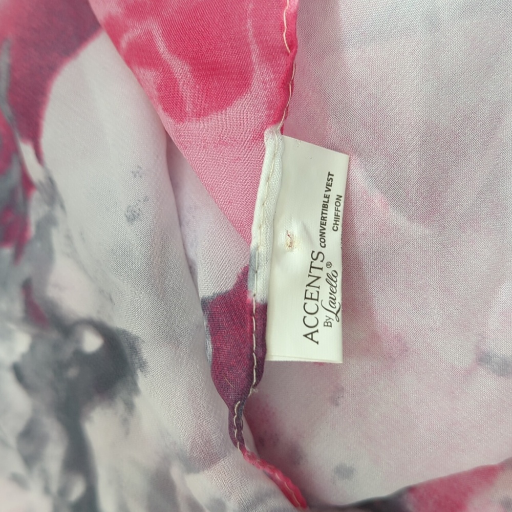 Accents by Lavello White Pink Semi-Sheer Chiffon Convertible Vest One Size - Picture 7 of 8